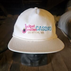 Jackpot Junction Casino White Dad Style Vintage Snapback Hat